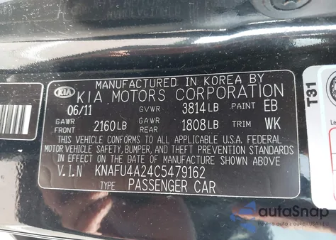 2012 Kia Forte Ex z USA, uszkodzony, nr VIN KNAFU4A24C5479162